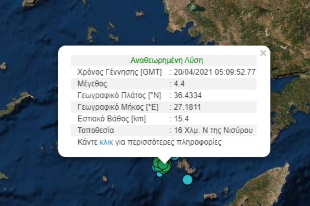 Σεισμός 4,4 Ρίχτερ στη Νίσυρο