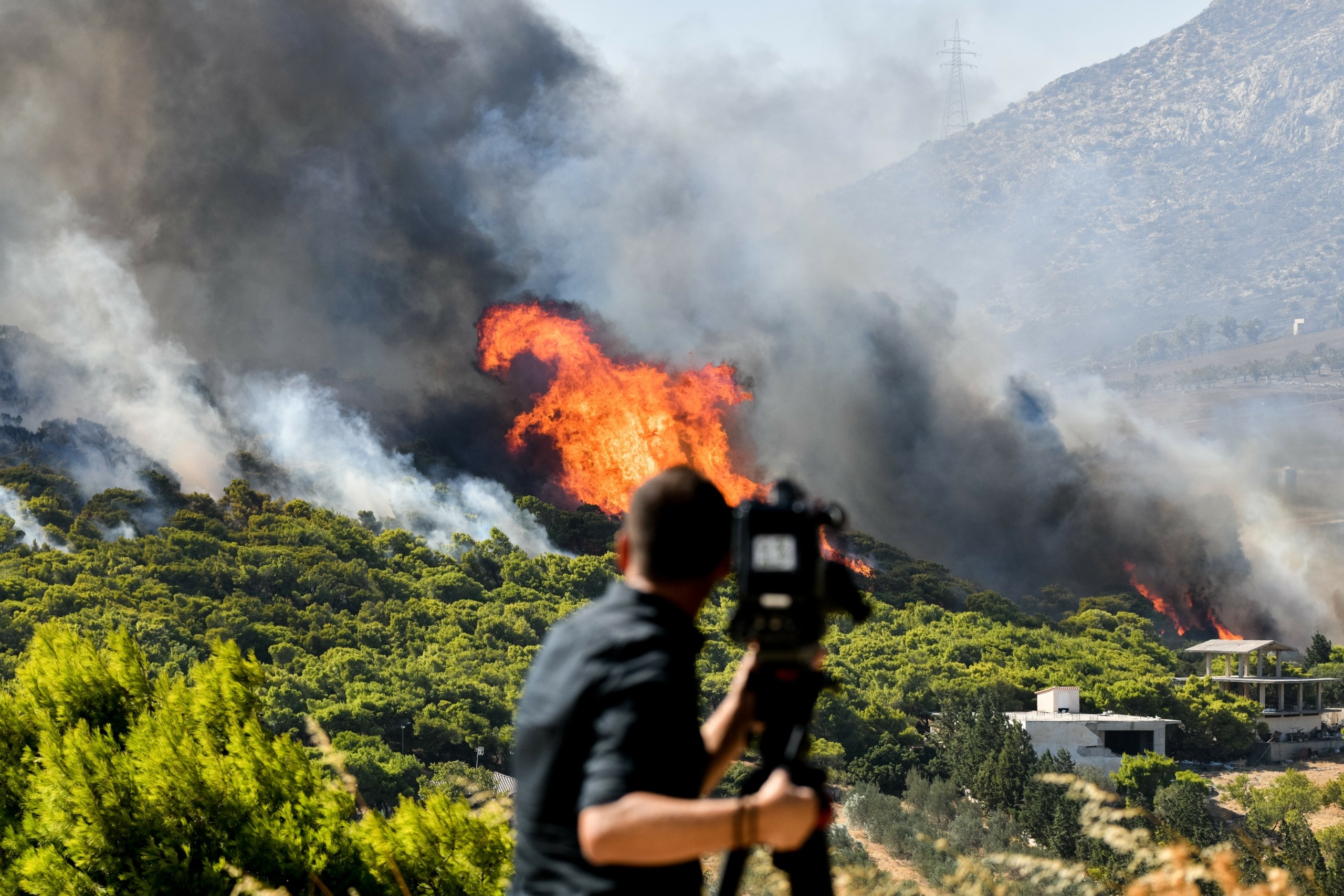 Φωτιά τώρα στην Κερατέα κοντά σε σπίτια (pic)