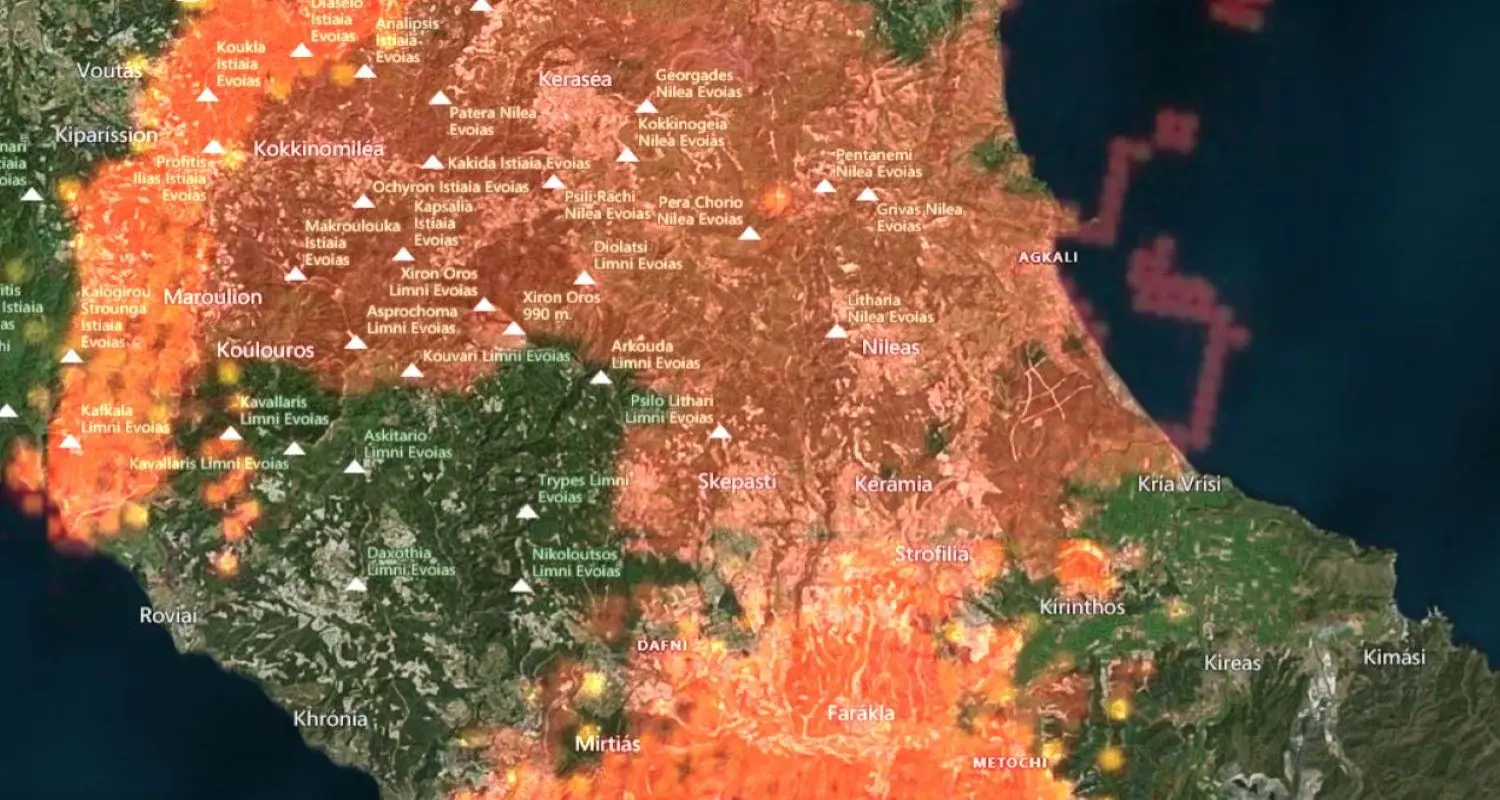 Στο “κόκκινο” η μισή Εύβοια – Ο χάρτης που προκαλεί τρόμο (pic)