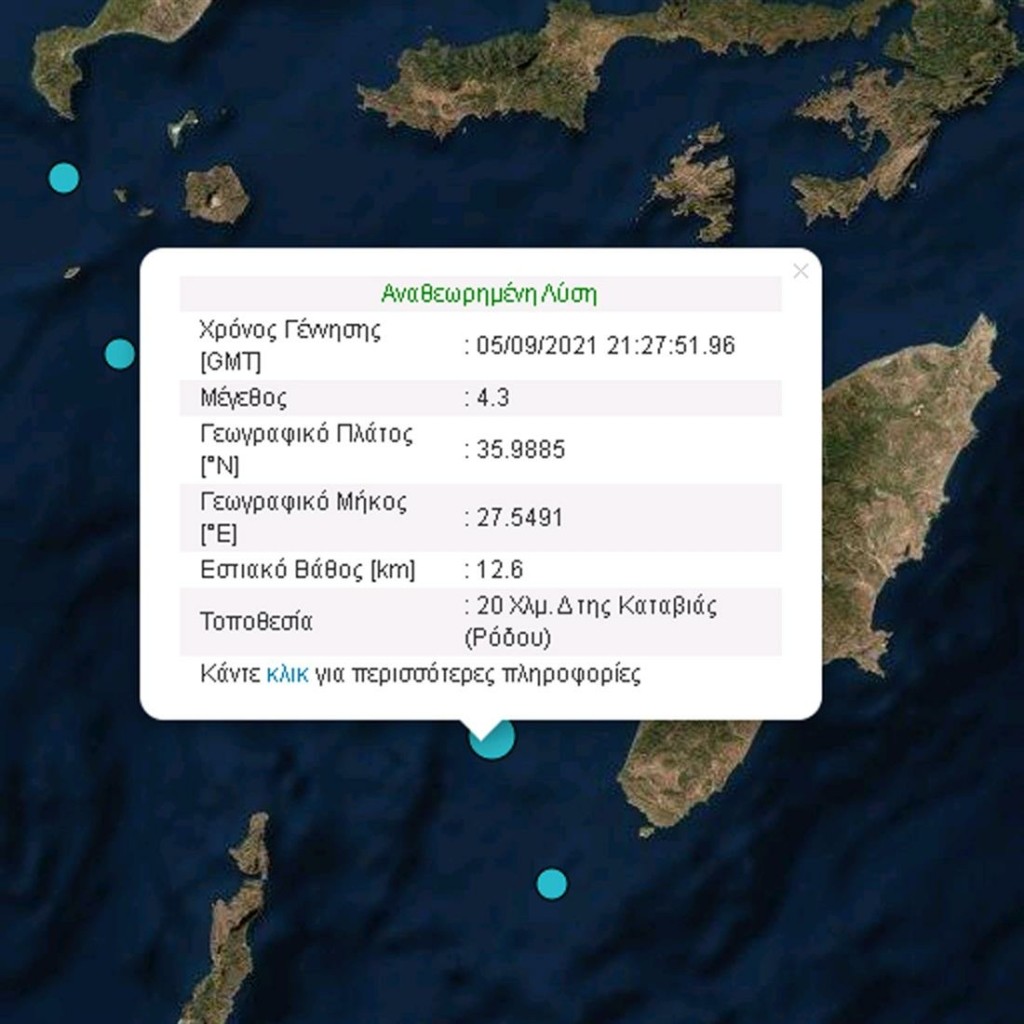Σεισμός 4,3 Ρίχτερ “ταρακούνησε” τη Ρόδο