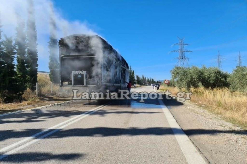 Πανικό προκάλεσε νταλίκα στη Λαμία – “Σκόρπιζε” φωτιές δεξιά και αριστερά (vids)
