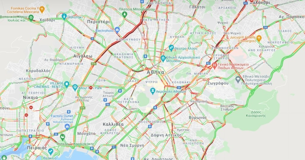 Ακόμη μια δύσκολη μέρα στους δρόμους της Αθήνας – Δείτε πού έχει ΤΩΡΑ κίνηση (pic)