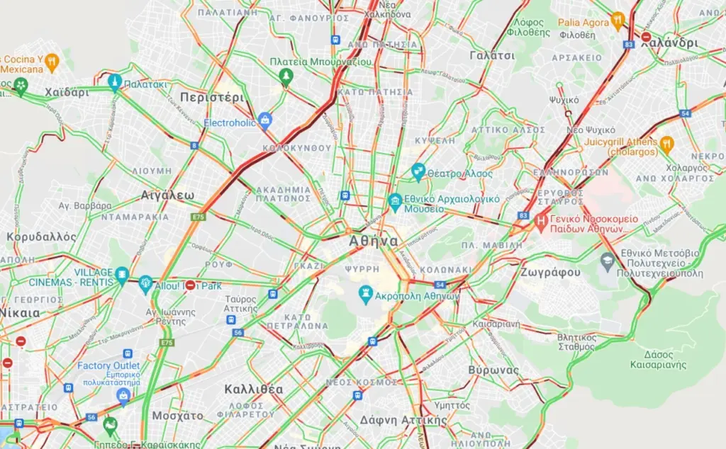 Μποτιλιάρισμα στην Κηφισίας, τον Κηφισό και την Κατεχάκη – Δείτε πού έχει ΤΩΡΑ κίνηση (pic)