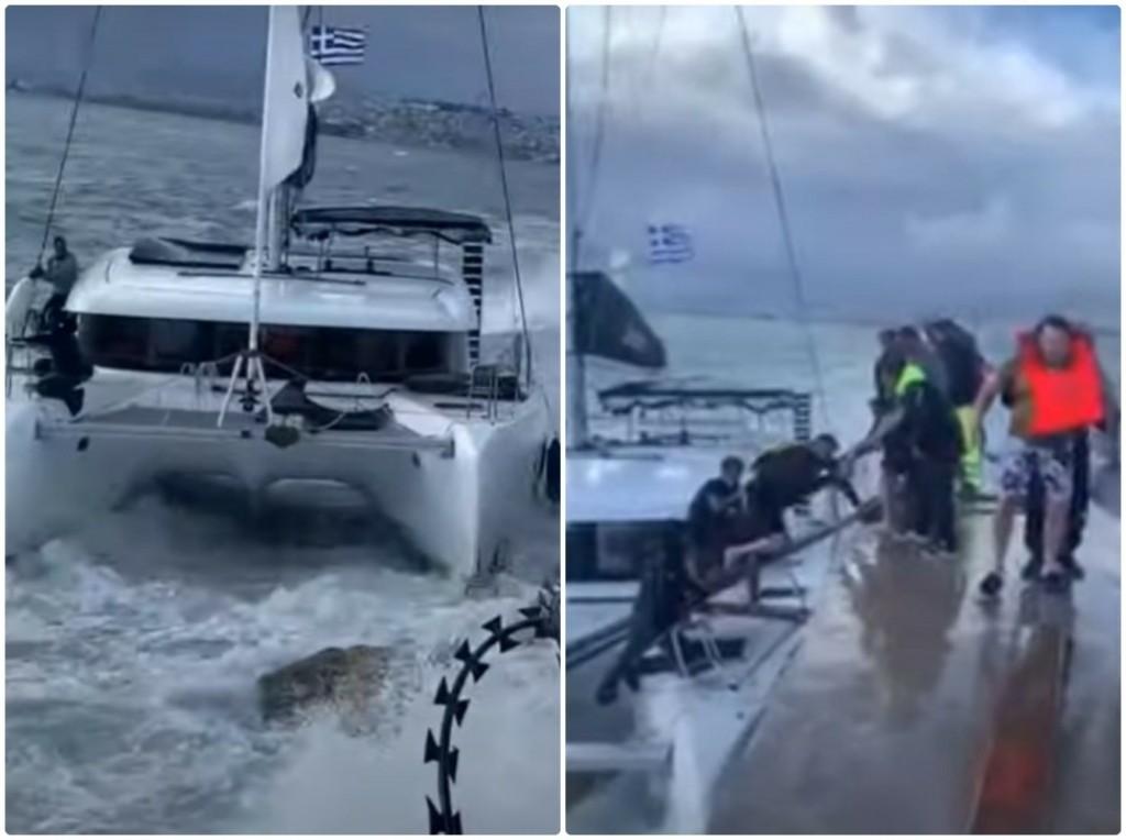 Κεραυνός “χτύπησε” καταμαράν με επιβάτες μέσα – Χτυπούσε ακυβέρνητο στα βράχια (pics&vids)