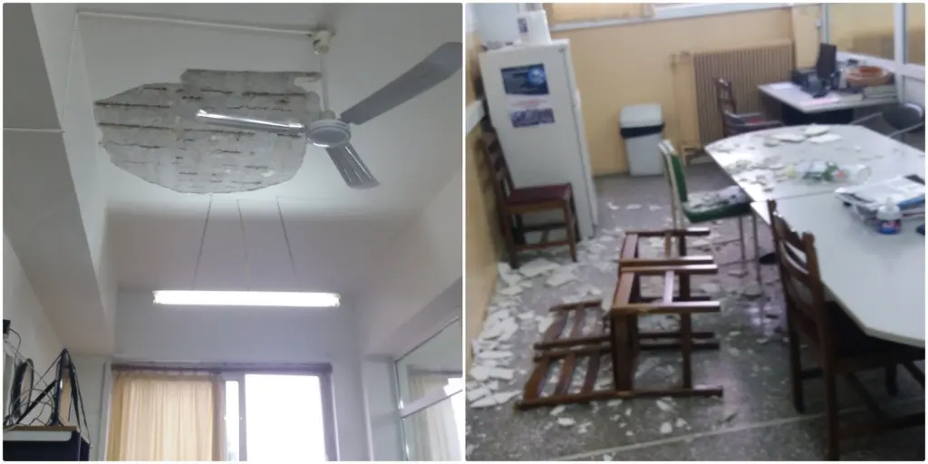 Παλιό και κακοσυντηρημένο το σχολείο που “ξεκόλλησε” ταβάνι στη Νέα Ιωνία – Κίνδυνος για μαθητές και δασκάλους (vids)