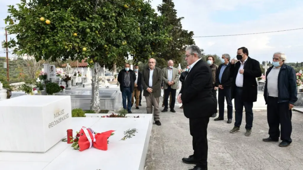 Στον τάφο του Μίκη Θεοδωράκη στα Χανιά ο Δημήτρης Κουτσούμπας (pics&vid)