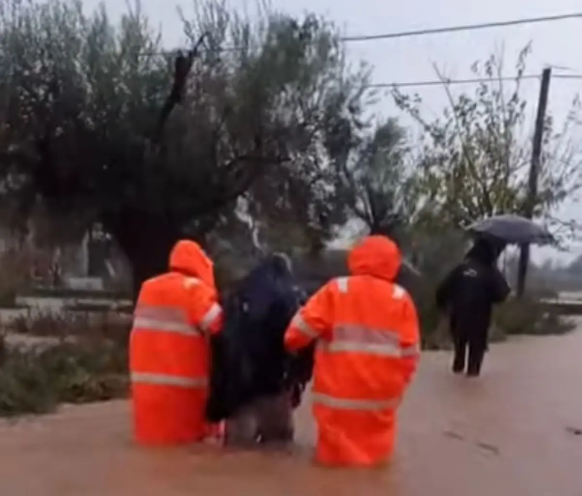 Η δραματική στιγμή απεγκλωβισμού ηλικιωμένου από τη “μανία” του ρέματος στη Ναύπακτο (vid)
