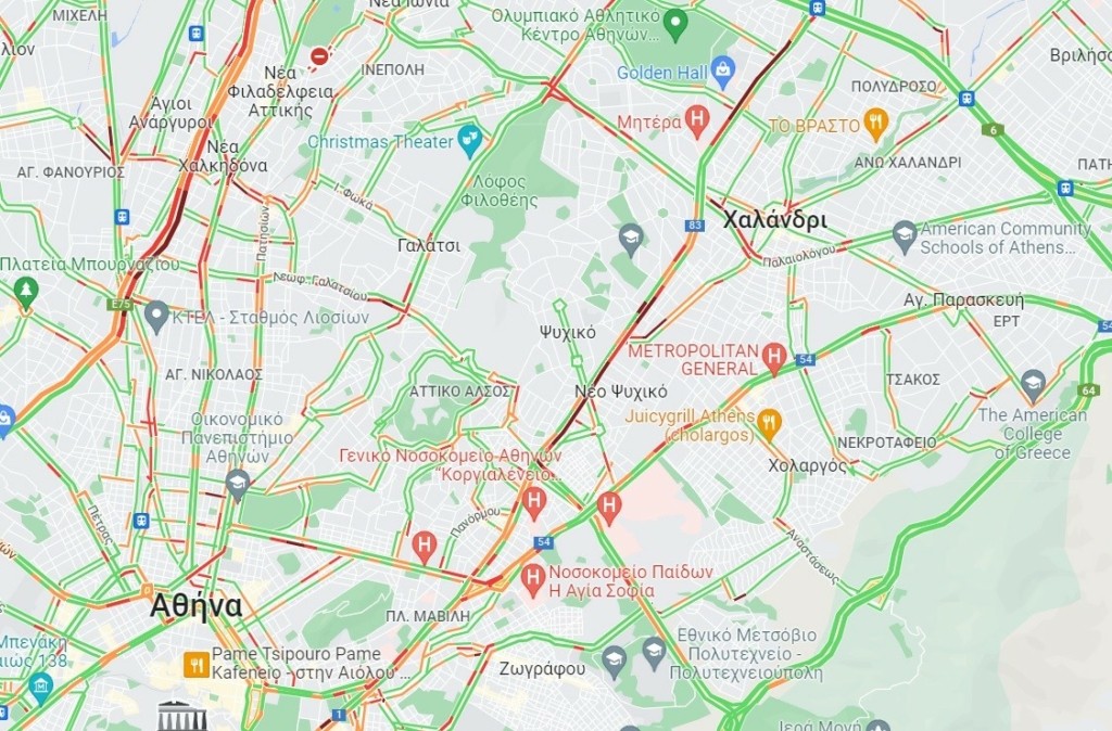 Κίνηση ΤΩΡΑ – Στο “κόκκινο” Κηφισός και Κηφισίας – Πού αλλού υπάρχουν προβλήματα