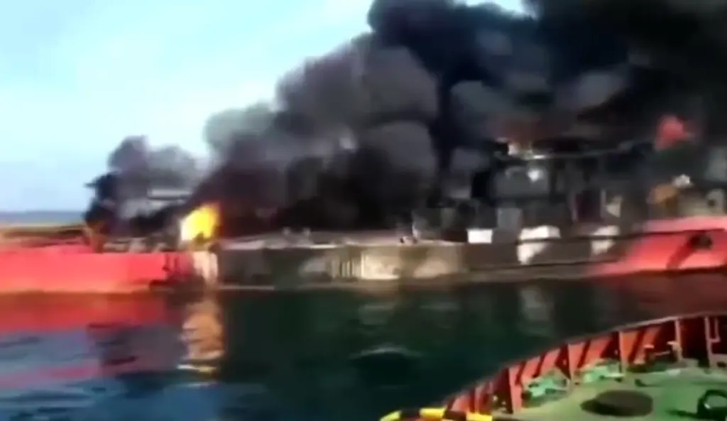 Χτυπήθηκαν τρία πλοία στη Μαύρη Θάλασσα – Το ένα βυθίστηκε (vid)