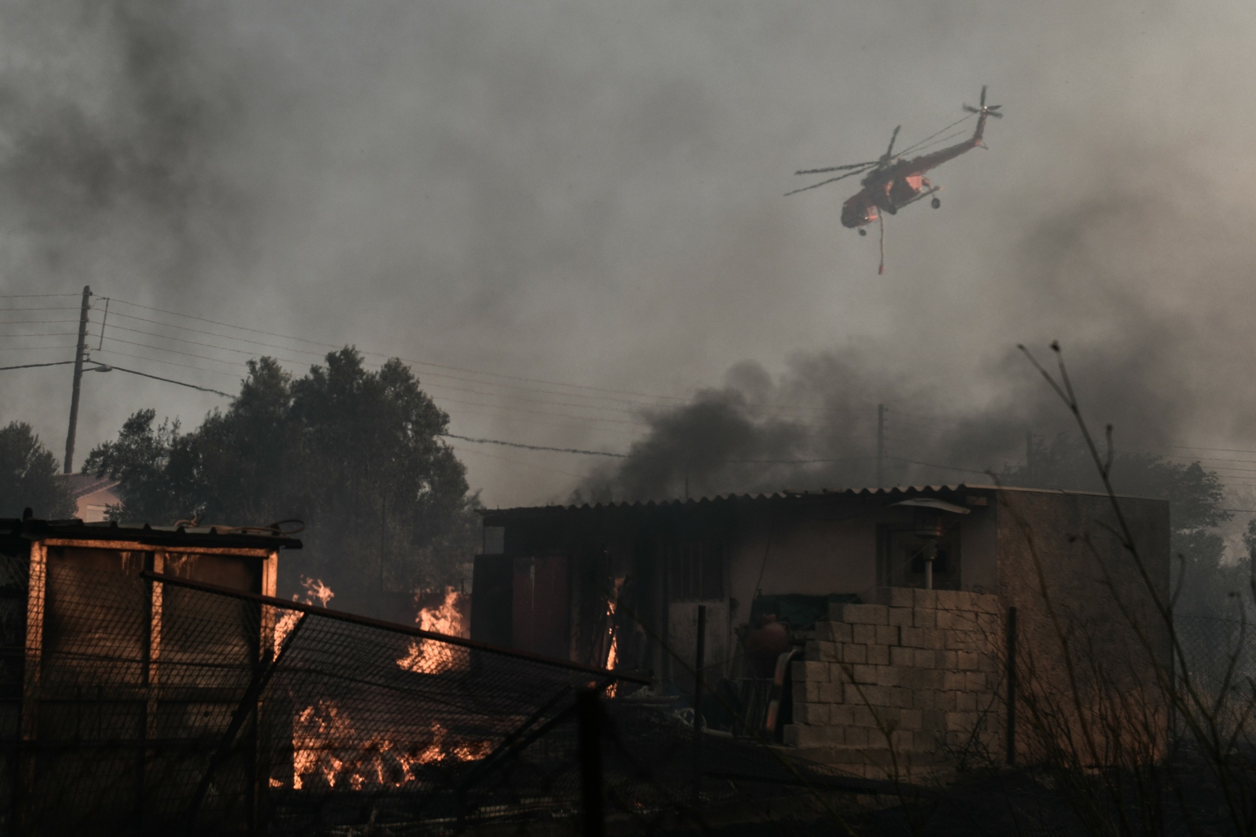 Πύρινη κόλαση σε Παλλήνη, Πεντέλη και Γέρακα – Μάχη για να μην μπει στον οικισμό της Διώνης
