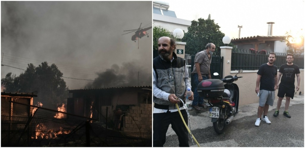 Η “κόλαση του Δάντη” σε Πεντέλη, Παλλήνη, Διώνη και Ντράφι – Καίγονται σπίτια – Οι κάτοικοι παλεύουν να σώσουν ό,τι μπορούν