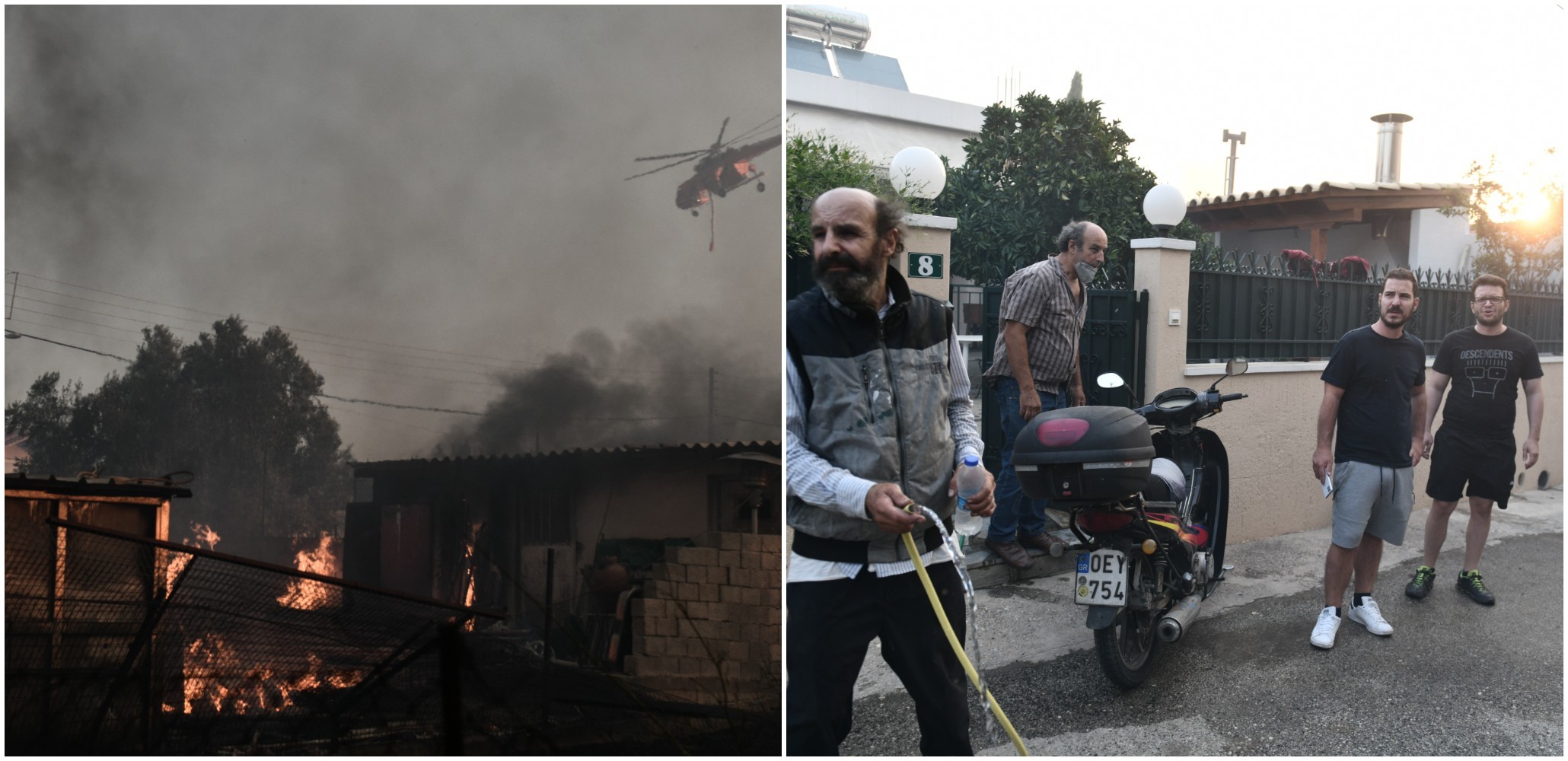 Η “κόλαση του Δάντη” σε Πεντέλη, Παλλήνη, Διώνη και Ντράφι – Καίγονται σπίτια – Οι κάτοικοι παλεύουν να σώσουν ό,τι μπορούν