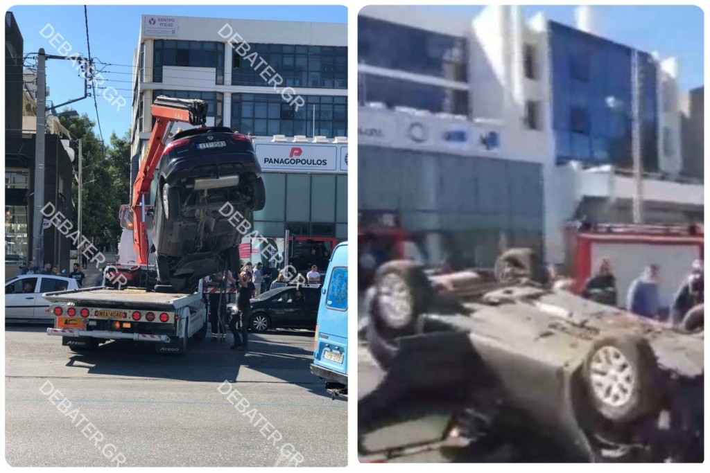 Σοβαρό τροχαίο στην Αγία Παρασκευή – Τούμπαρε αυτοκίνητο στην άνοδο της Μεσογείων – Δύο τραυματίες (pics&vid)