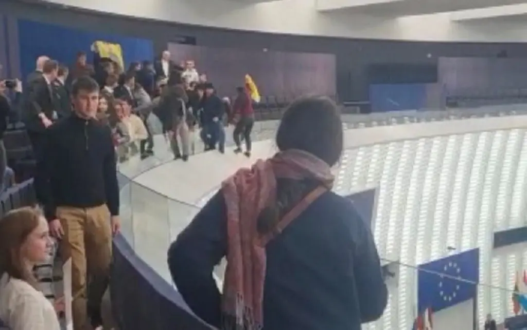 Εισβολή οπαδών του Οτσαλάν στο Ευρωπαϊκό Κοινοβούλιο – Φυγαδεύτηκε η Μετσόλα (vid)