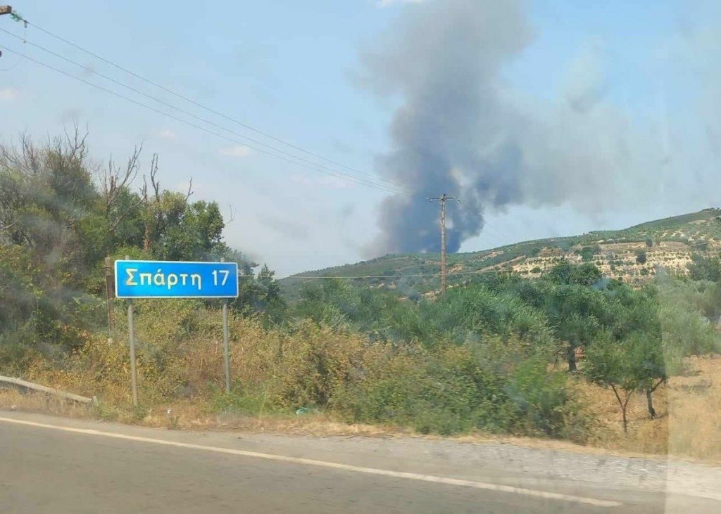 Μεγάλη φωτιά τώρα στην περιοχή Πυρί Λακωνίας – Επιχειρούν εναέρια μέσα