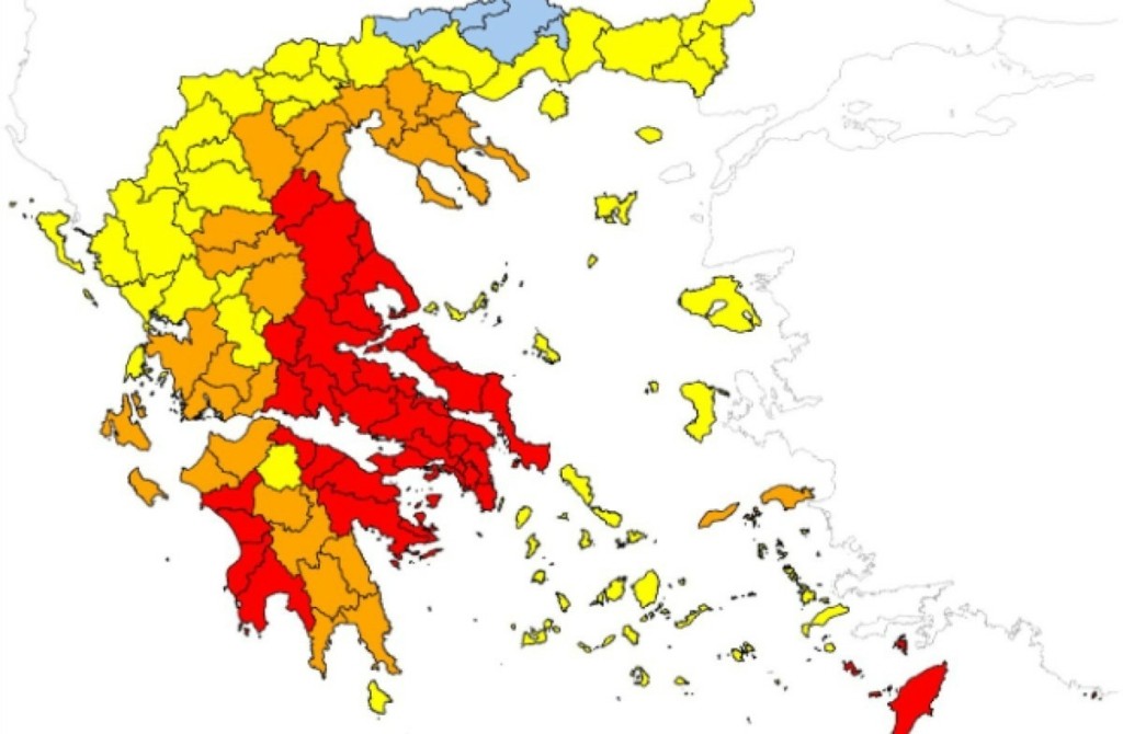 “Κόκκινος” συναγερμός για φωτιές στη μισή χώρα την Κυριακή – Αυτές είναι οι περιοχές που ο κίνδυνος είναι ακραίος