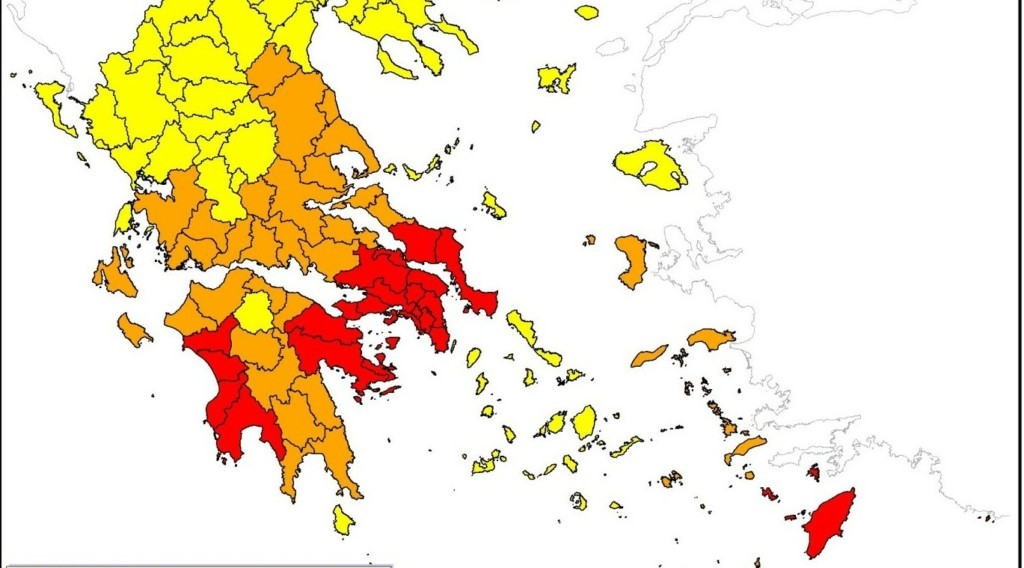 Ακραίος ο κίνδυνος για φωτιές και σήμερα – “Κόκκινος” συναγερμός σε 5 περιφέρειες