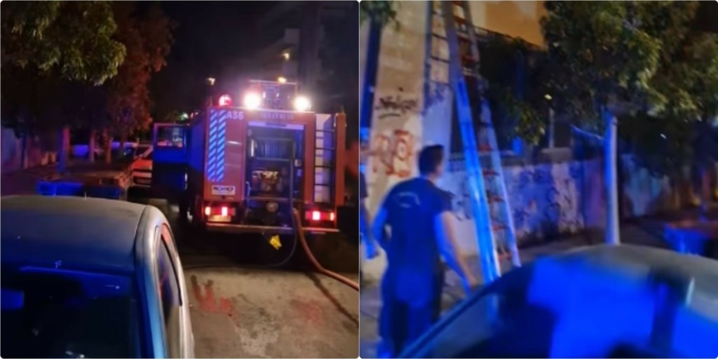 Φωτιά τη νύχτα στο Εργατικό Κέντρο Ηρακλείου (vid)
