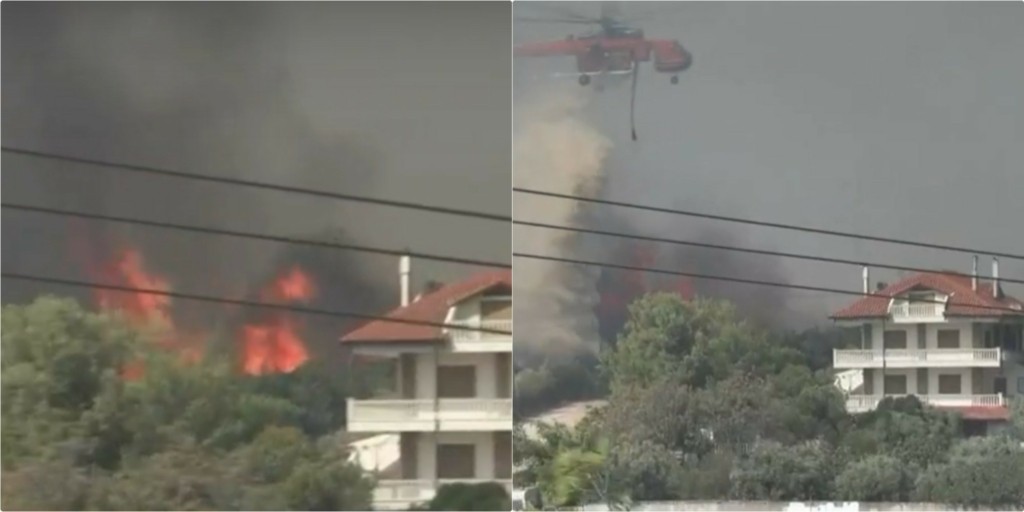Δραματικές στιγμές στην Πάρνηθα – Η φωτιά “μπήκε” στα σπίτια – Εκκενώνονται τρεις οικισμοί στο Μενίδι (vid)