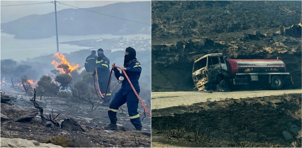 Μαίνεται η φωτιά στην Άνδρο – Κάηκαν ζώα και μελίσσια – Μάχη με τις αναζωπυρώσεις σε Έβρο, Πάρνηθα και Βοιωτία (pics)