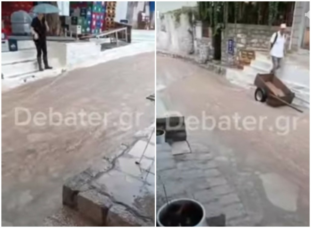 Ποτάμι τα σοκάκια στην Ύδρα από την κακοκαιρία Daniel – Δείτε το βίντεο