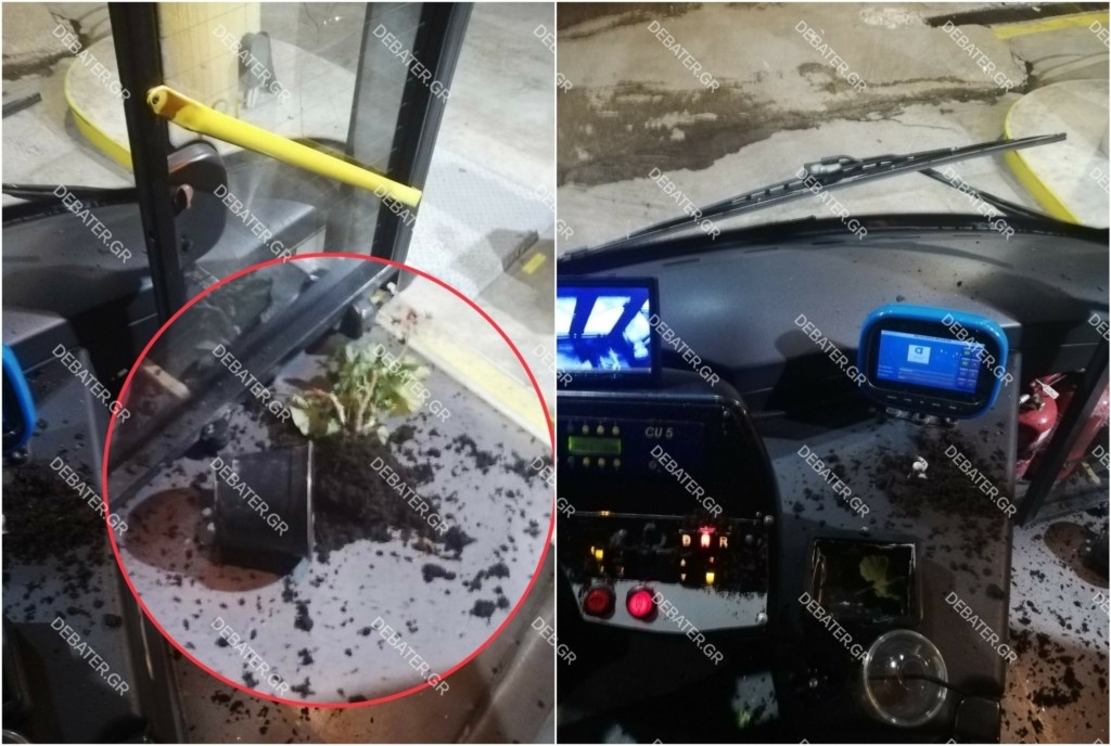 Παρ’ ολίγον τραγωδία με λεωφορείο της γραμμής – Πέταξαν γλάστρα στον οδηγό του ενώ ήταν γεμάτο με επιβάτες (pic&vid)