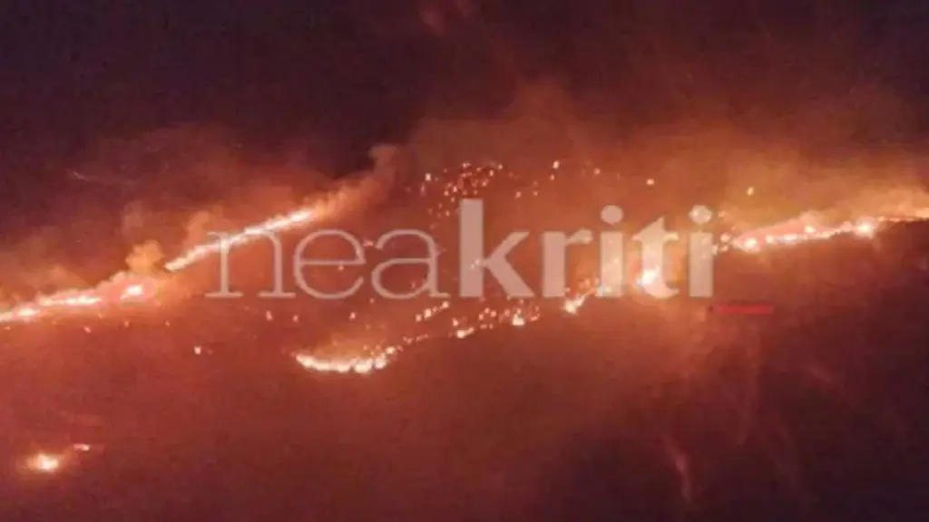 Φωτιά στη Μεσαρά Ηρακλείου: Ολονύχτια μάχη με τις φλόγες (vid)