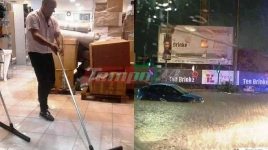 Σφοδρή καταιγίδα στην Πάτρα – Πλημμύρες σε σπίτια και επιχειρήσεις