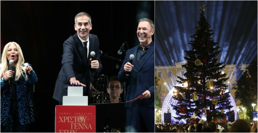 Τα γιορτινά της «φόρεσε» η Αθήνα – Φωταγωγήθηκε το δέντρο στην πλατεία Συντάγματος (vid)