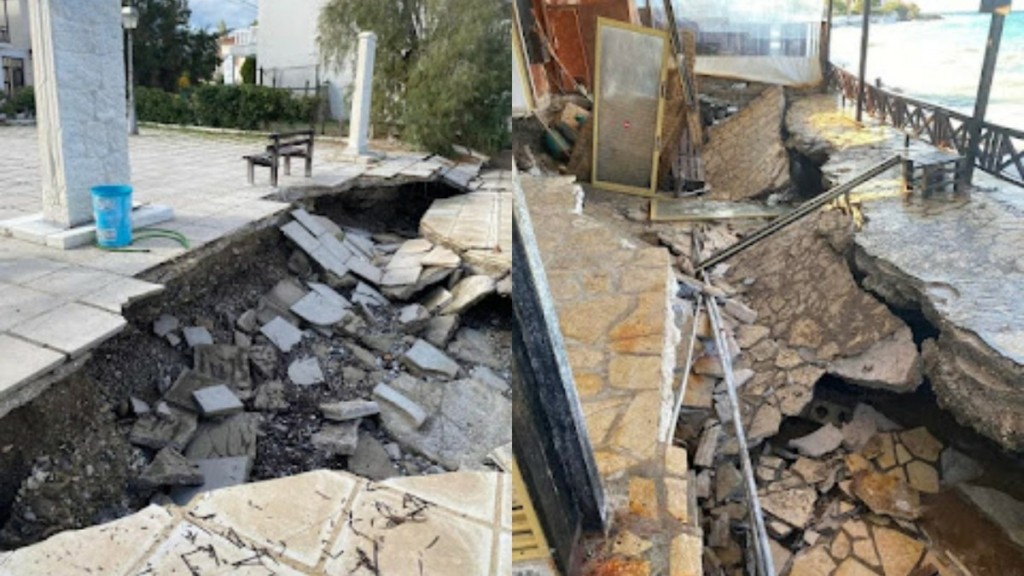 Καμάρι Κορινθίας: Η θάλασσα “καταπίνει” σπίτια και επιχειρήσεις