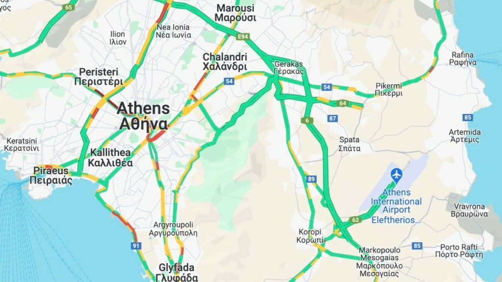 Κίνηση LIVE: Στο “κόκκινο” Λ. Ποσειδώνος, Λ. Αθηνών, Περιφερειακή Υμηττού