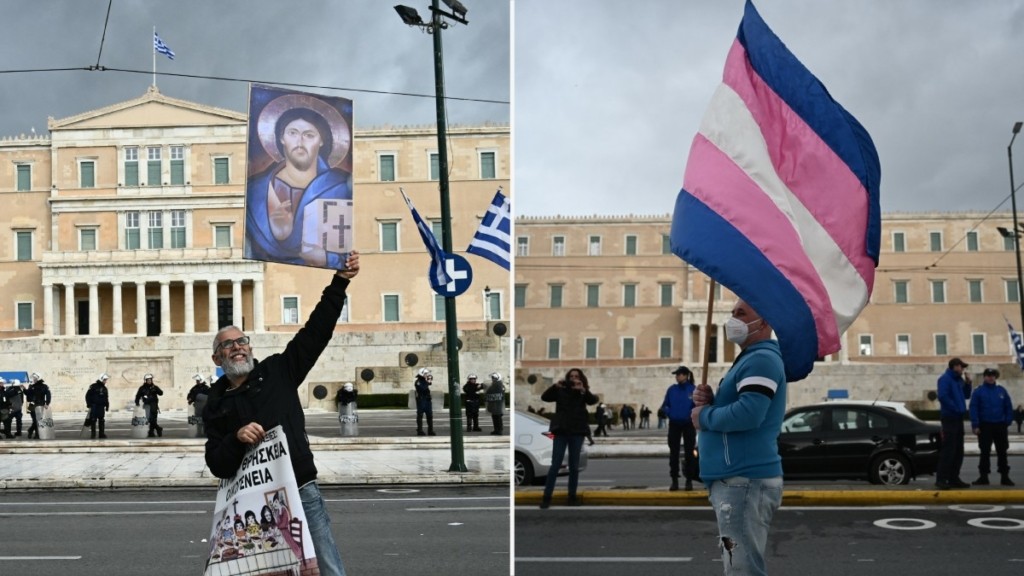 Χωρισμένη στα δύο η πλατεία Συντάγματος -Μέλη της ΛΟΑΤΚΙ+ κοινότητας πανηγυρίζουν και μερίδα κόσμου “ξορκίζει” την ισότητα στον γάμο