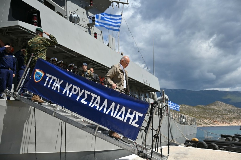 Καστελλόριζο: Στην πυραυλάκατο «Κρυσταλλίδης» ο Νίκος Δένδιας