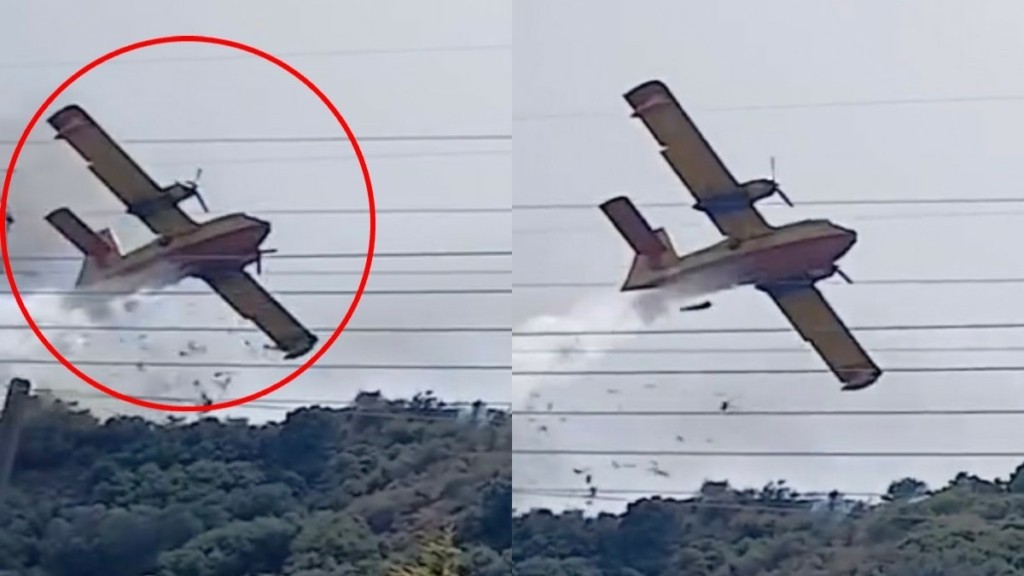 Φωτιά στη Ναυπακτία: Παραλίγο να πέσει Canadair – Προσέκρουσε σε πεύκο (vid)