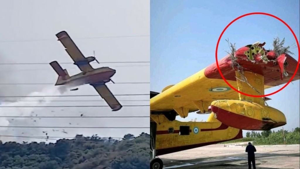 Ζημιά στο φτερό υπέστη το Canadair που παραλίγο να πέσει στη φωτιά στη Ναυπακτία