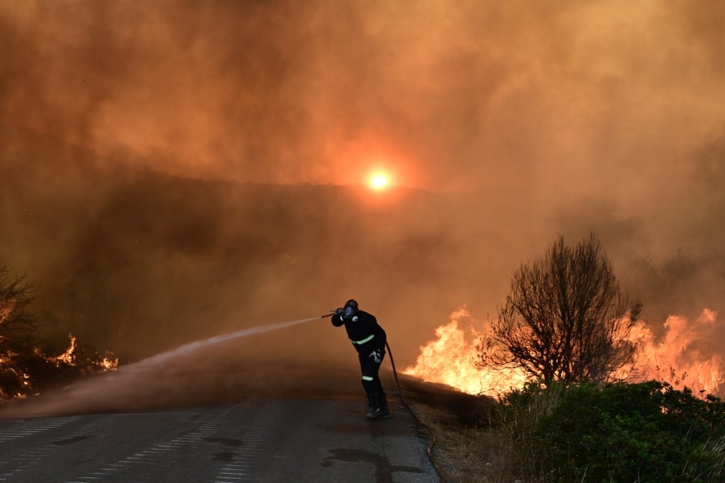 Υπό μερικό έλεγχο η πυρκαγιά σε δασική έκταση στα Σκούρτα Βοιωτίας