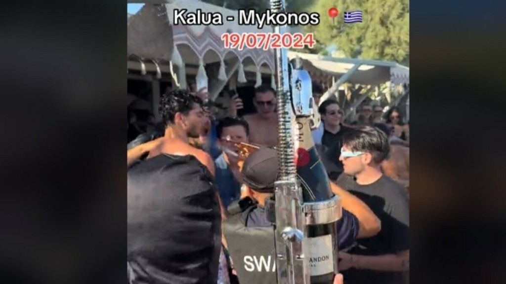 Μύκονος: «Αστυνομικοί» κερνάνε σαμπάνια με όπλα ρέπλικες θαμώνες καταστήματος- Βίντεο