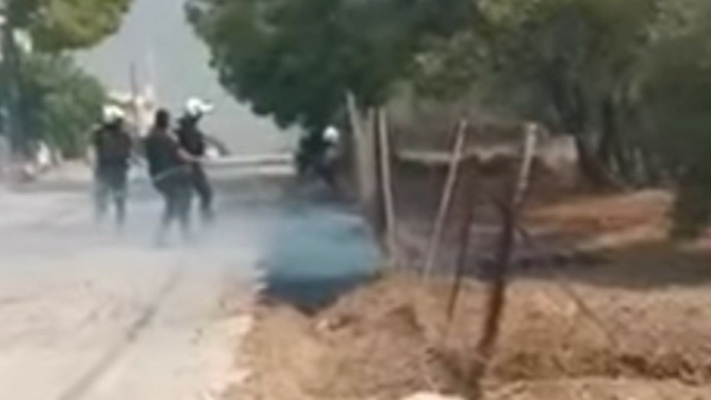 Φωτιά στην Αττική: Αστυνομικοί με μάνικες στα χέρια σβήνουν φωτιά που έχει ξεσπάσει σε κτήμα – Δείτε το βίντεο
