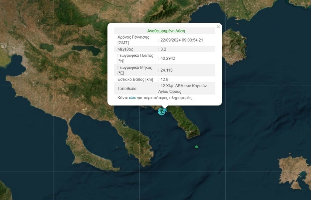 Σεισμός 3,2 Ρίχτερ στο Άγιο Όρος