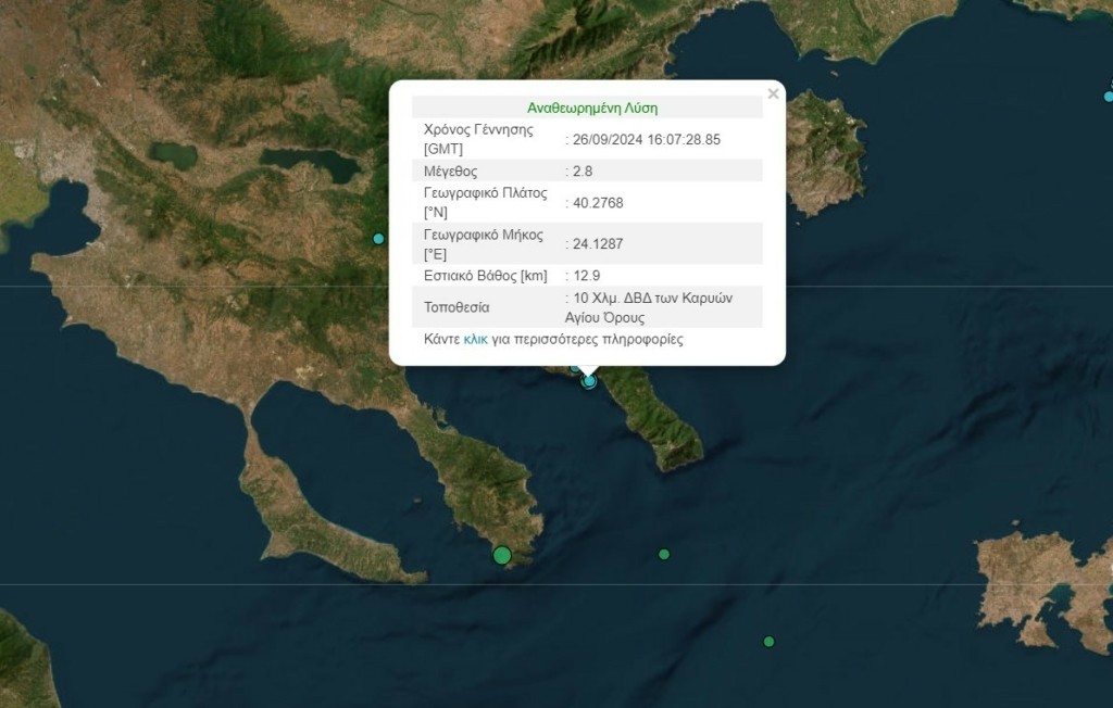 Σεισμός 2,8 Ρίχτερ στο Άγιο Όρος