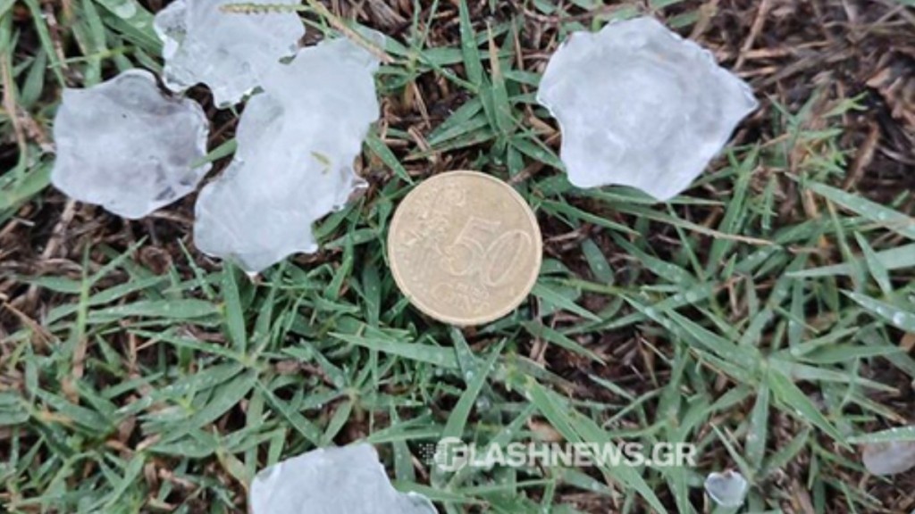 Χανιά: Έπεσε χαλάζι σε μέγεθος νομίσματος (pics)