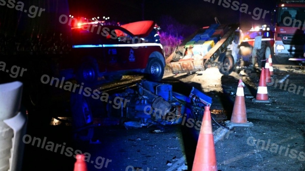 Λάρισα: Δυο νεκροί και ένας σοβαρά τραυματίας στο θανατηφόρο τροχαίο