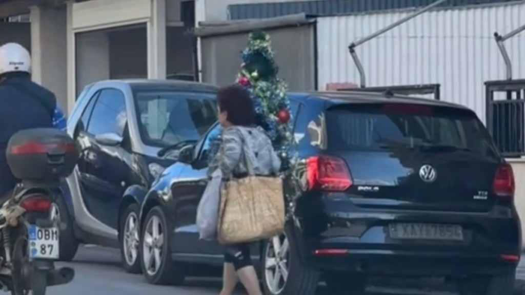 Έβγαλε το χριστουγεννιάτικο δέντρο της βόλτα: Η ασυνήθιστη εικόνα αρχές Νοεμβρίου (vid)
