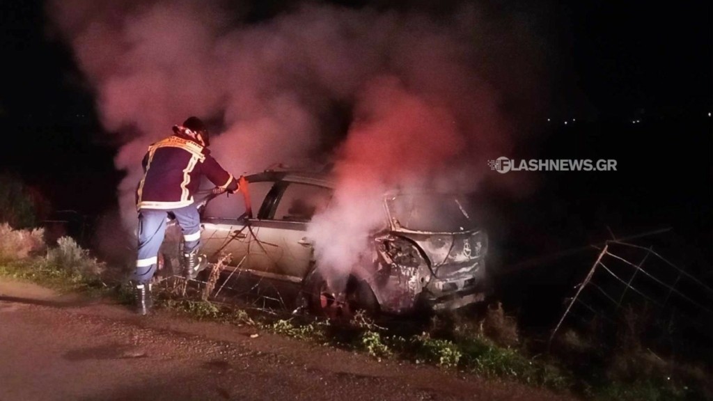 Χανιά: Αυτοκίνητο τυλίχθηκε στις φλόγες (pics & vid)