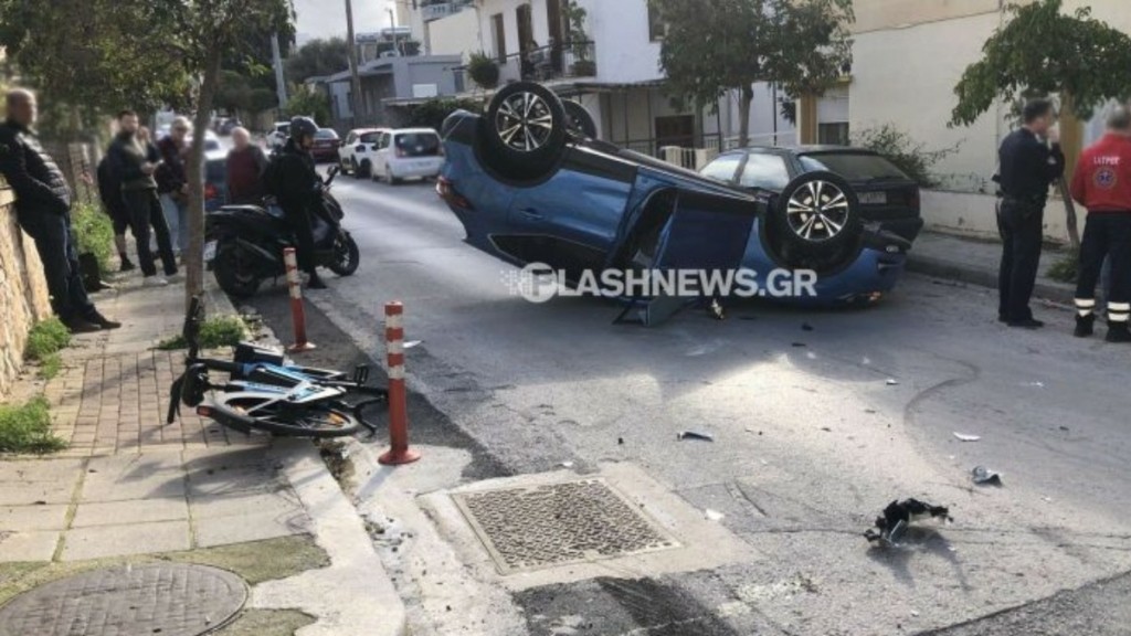 Χανιά: Τούμπαρε αμάξι μετά από σύγκρουση