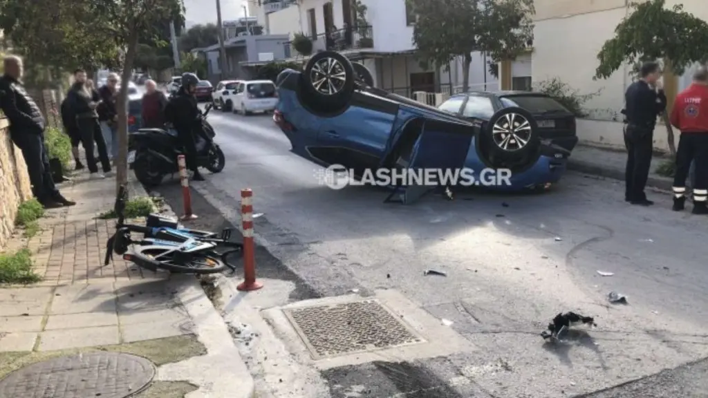 Χανιά: Τούμπαρε αμάξι μετά από σύγκρουση