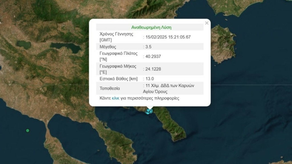 Σεισμός 3,5 Ρίχτερ στο Άγιο Όρος