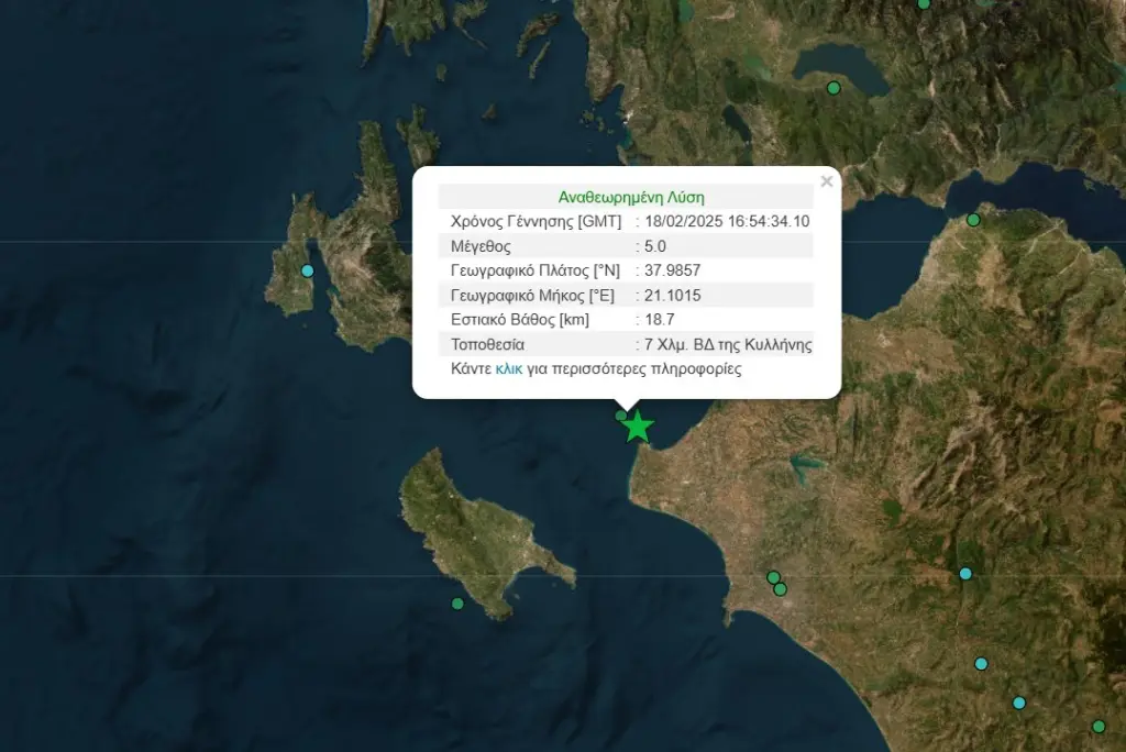Σεισμός 5 Ρίχτερ στην Κυλλήνη: Έγινε αισθητός στην Πάτρα – Τι λέει ο Τσελέντης