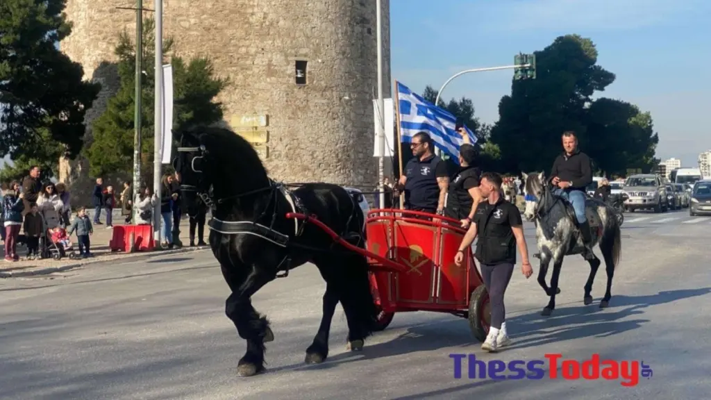 Θεσσαλονίκη: Εντυπωσιακά άλογα έκαναν βόλτα στο κέντρο της πόλης (vid)
