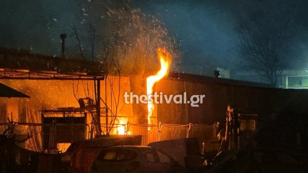 Φωτιά σε εργοστάσιο επίπλων στη Θεσσαλονίκη (Βίντεο)